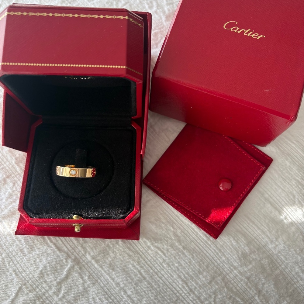 Love Ring 18Kt Yellow Gold w/ 3 Diamonds sz 64